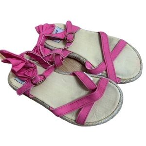 Janie & Jack Ruffle Back Sandals Sz 9 Pink Girls Toddler Espadrille Open Toe